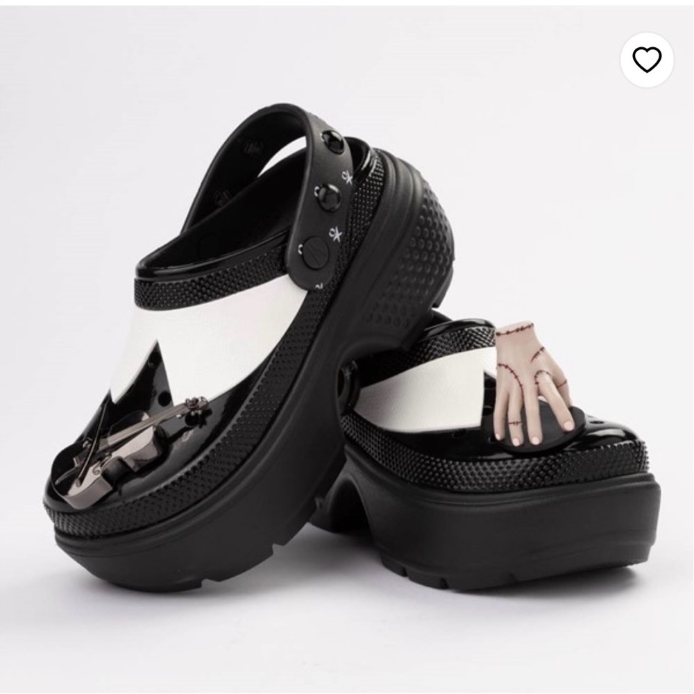 CROCS Black and White Women's Mules